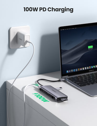 UGREEN USB-C Hub 9in1 HDMI ,VGA,RJ45 40873 SD TF,3xUSB-A,USB-C PD,silver