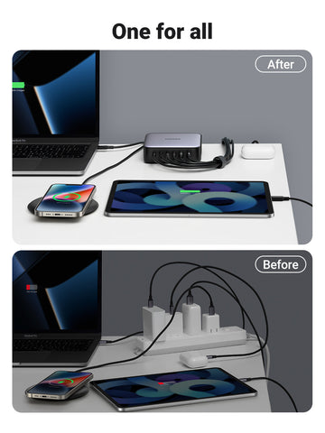 UGREEN USB Desktopcharger Nexode 40914 200W,2xUSB-A+4xUSB-C GaN,Bl.