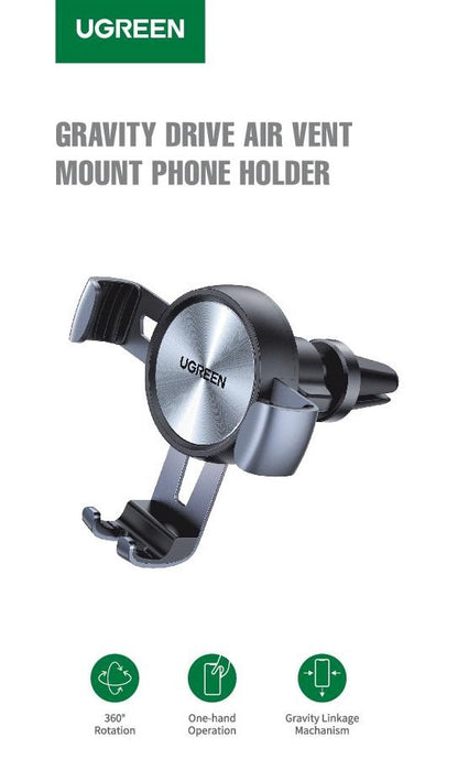 UGREEN Gravity Air Vent Mount 50564 Phone Holder Black/Grey