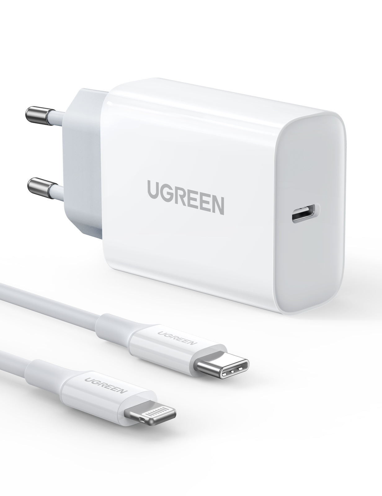 UGREEN USB-C Charger 20W 50698 PD, C-L 1M Cable, White