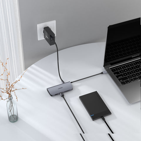 UGREEN USB-C Hub 7in1,Silv,HDMI (BB) 50852 2xUSB A,USB-C PD,RJ45,SDTF