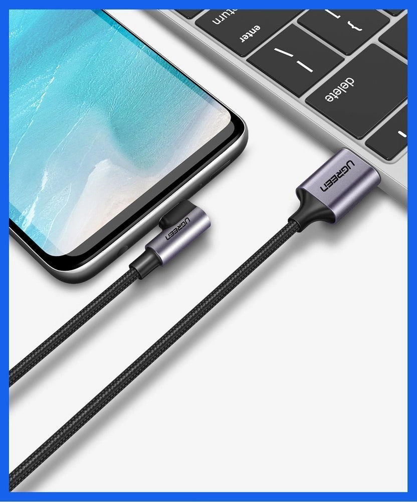 UGREEN USB-A to USB-C Cable 2m 50942 Right Angle, Space Gray