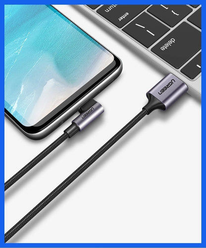 UGREEN USB-A to USB-C Cable 2m 50942 Right Angle, Space Gray