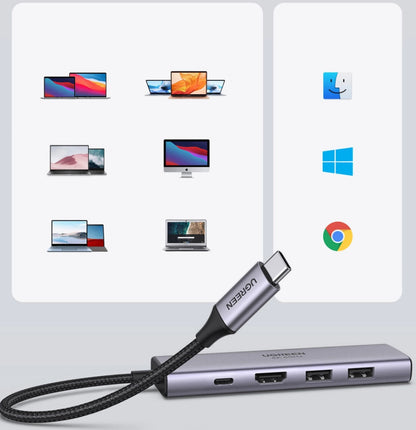 UGREEN USB-C Hub 6-in-1, 100W 60384 2xUSB 3.2 Gen1,HDMI,SD,TF,PD