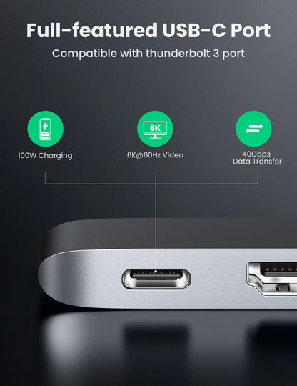 UGREEN USB-C 5in2 Hub, Grey 60559 HDMI,3xUSB-A,USB-C MB Pro/Air