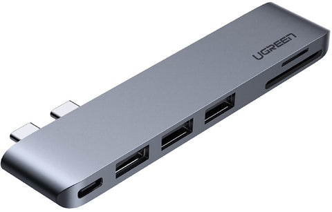 UGREEN USB C Hub 6-in-2 , 100W 60560 2xUSB-C, 3xUSB 3.0, TF, SD