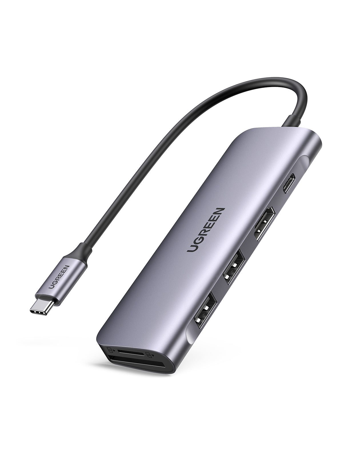 UGREEN USB-C Hub 6in1, Silver 70411 HDMI,2xUSB-A,SD TF,USB-C PD