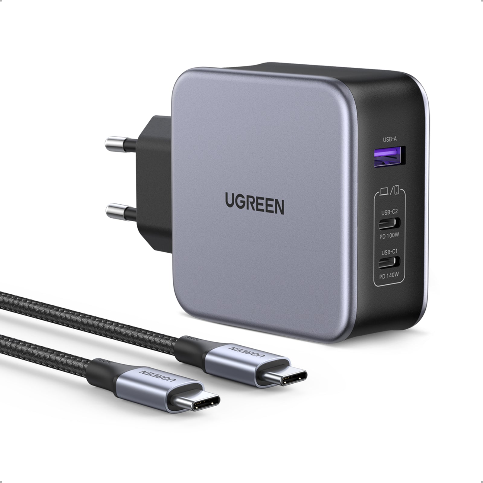 UGREEN USB Wallcharger Nexode 140W 90549 Bundle,GaN,USB-A+C,1.5m Cable