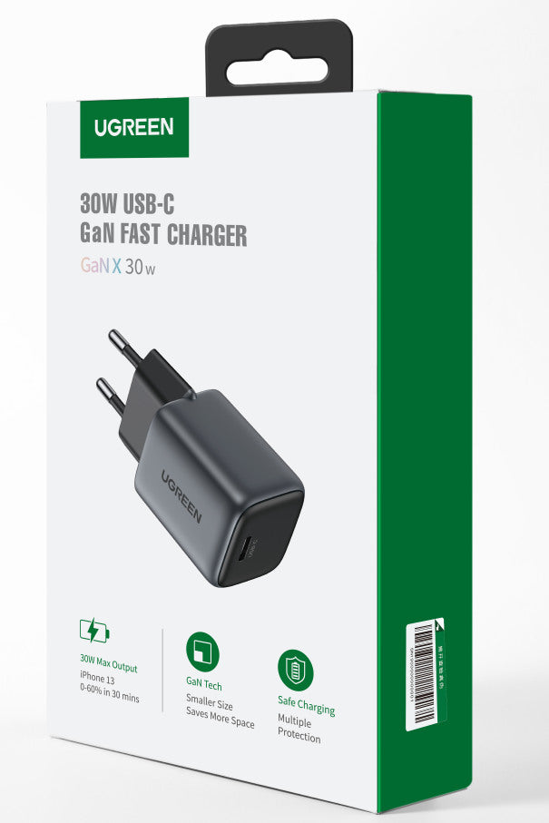 UGREEN USB C Wallcharger Nexode 90666 Mini,30W,PD GaN, Black