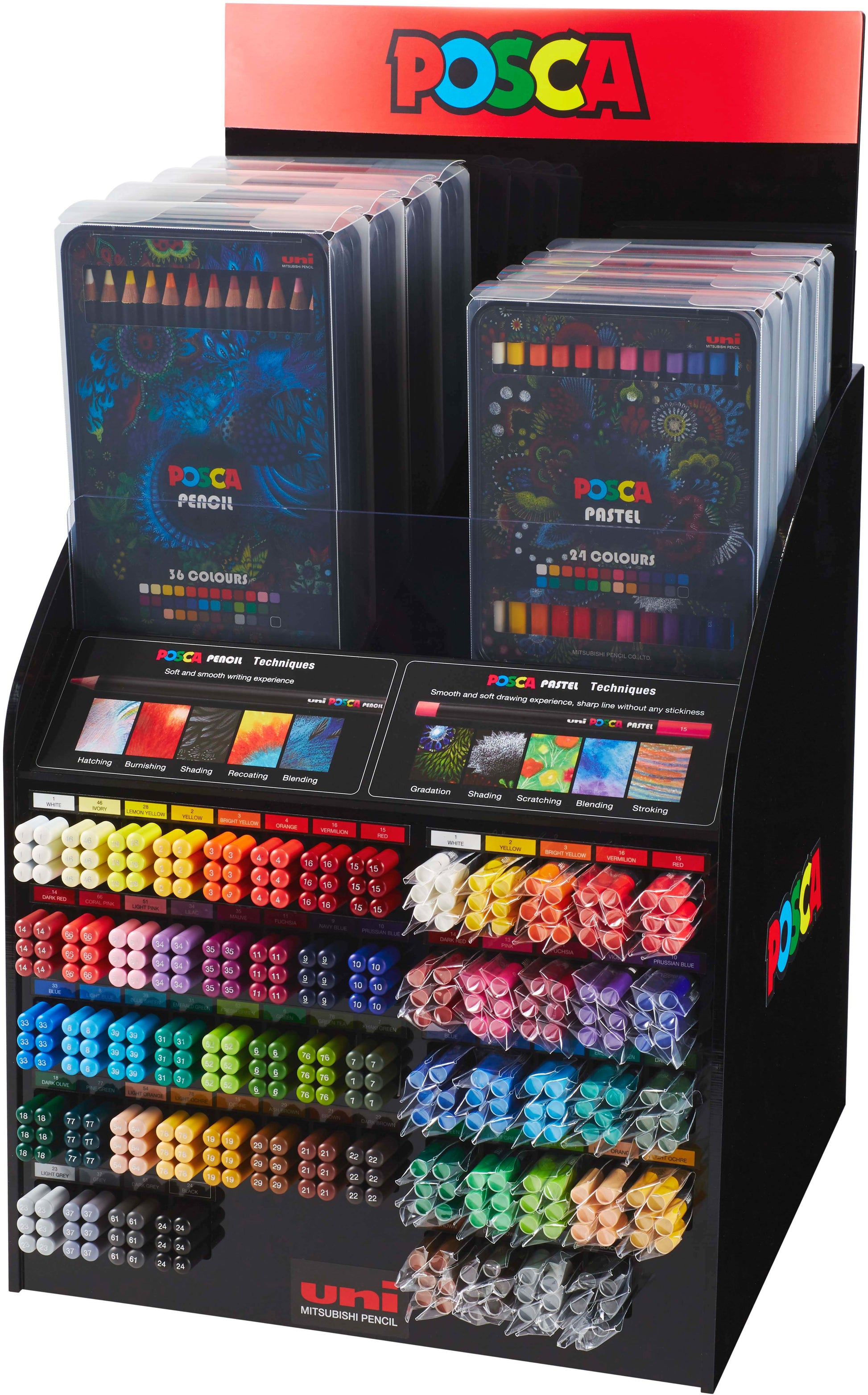 UNI-BALL Posca Pastel/Pencil KPA100 KPE200 50D 600 Stück ass.