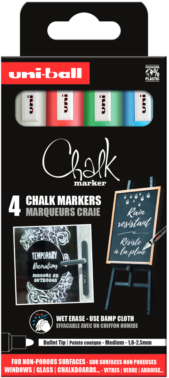 UNI-BALL Chalk Marker 1.8-2.5mm PWE-5M4PAS15 Rundspitze 4 Stück
