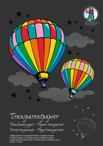 URSUS Transparentpapier-Block A4 12164699SE 115g, ass. 24 Blatt