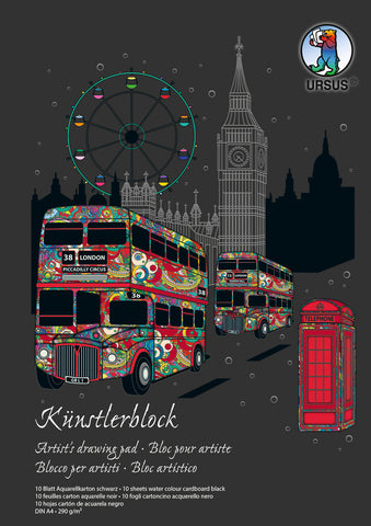 URSUS Künstler-Block, Aquarell A4 16244690SE 290g, schwarz 10 Blatt