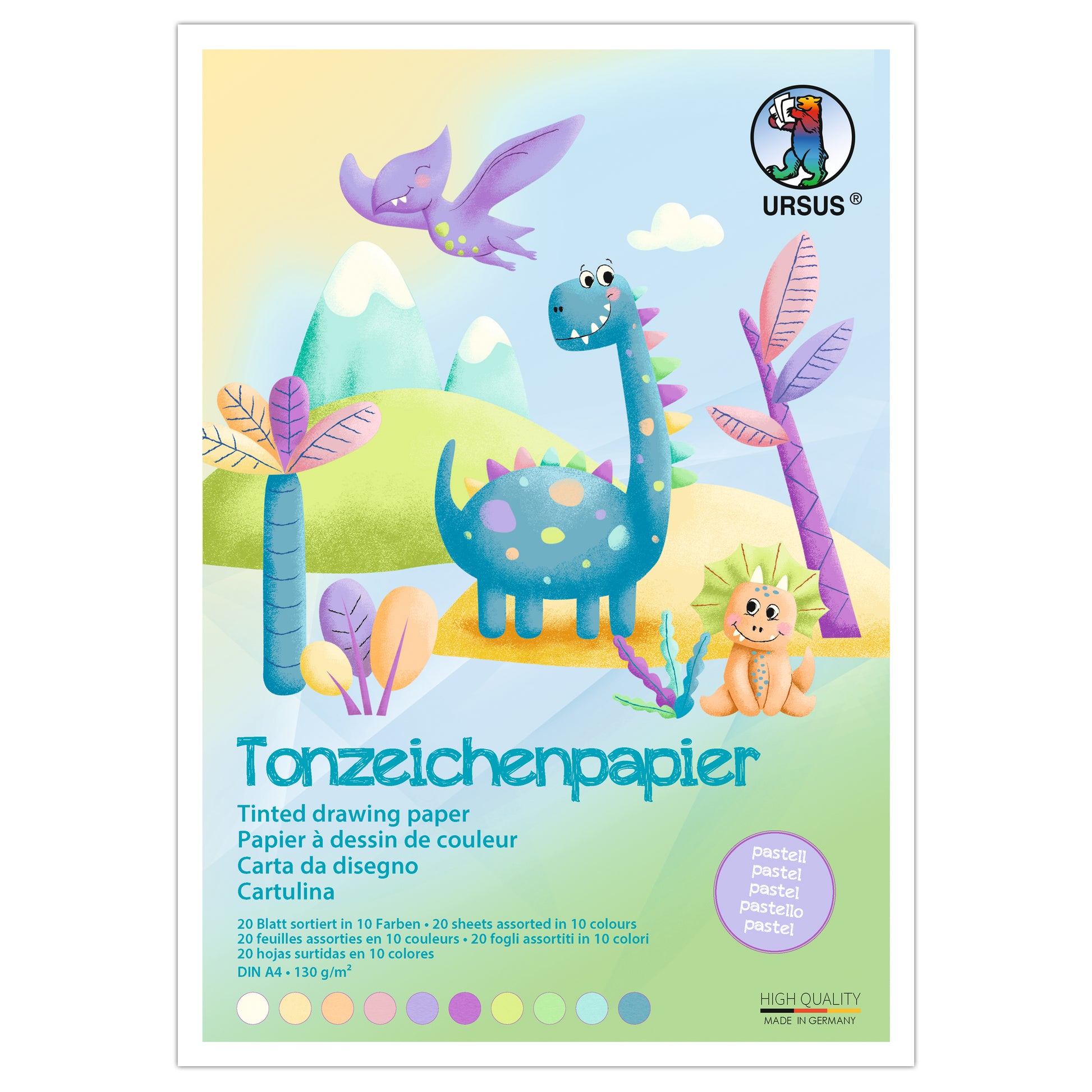 URSUS Tonzeichen-Block A4 2144699SE 0g, pastell 20 Blatt