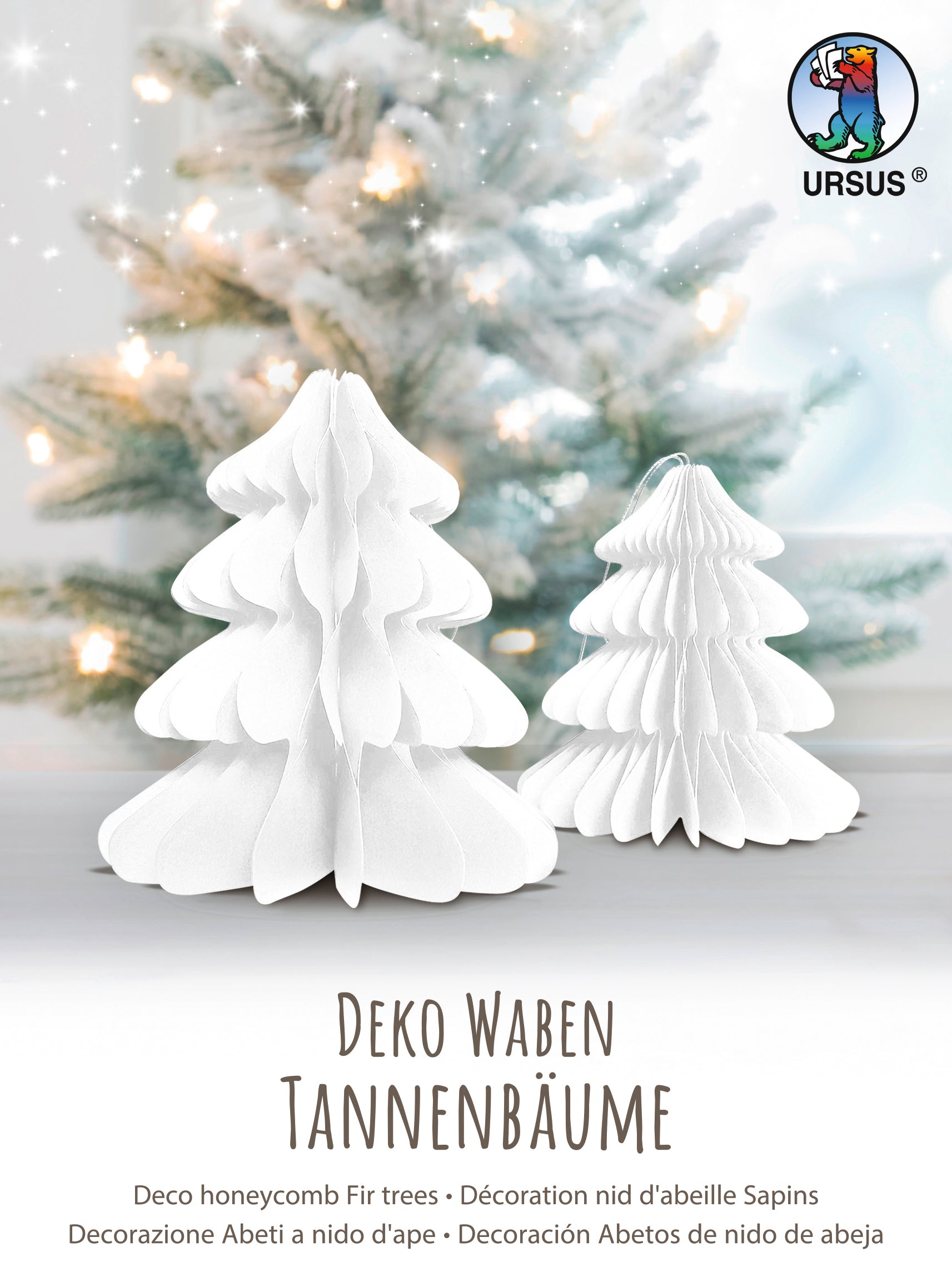 URSUS Deko Waben 14.5x20cm 24290001F Tannenbäume weiss
