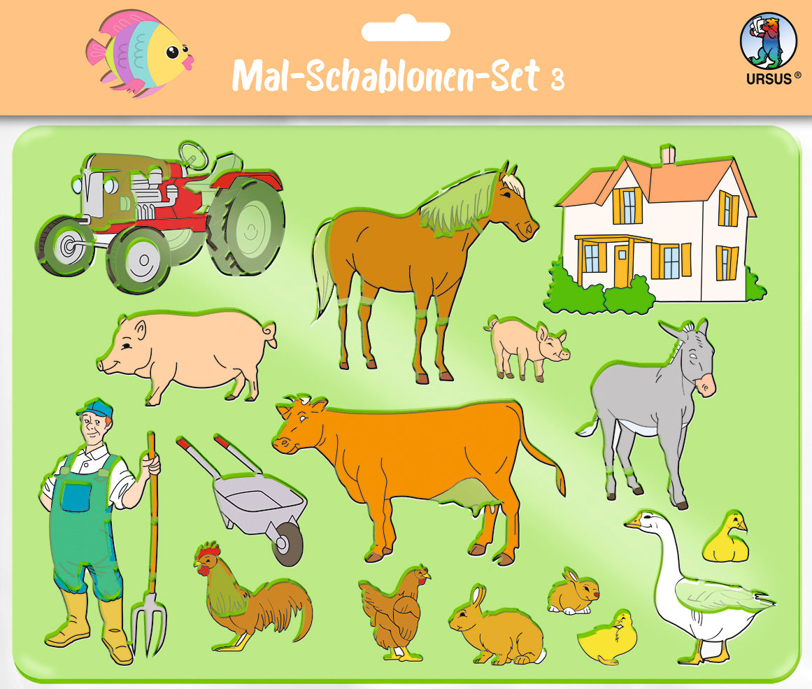 URSUS Schablonen Set 3 Tiere 44100003 26.8x18.9x0.2cm 6 Stück