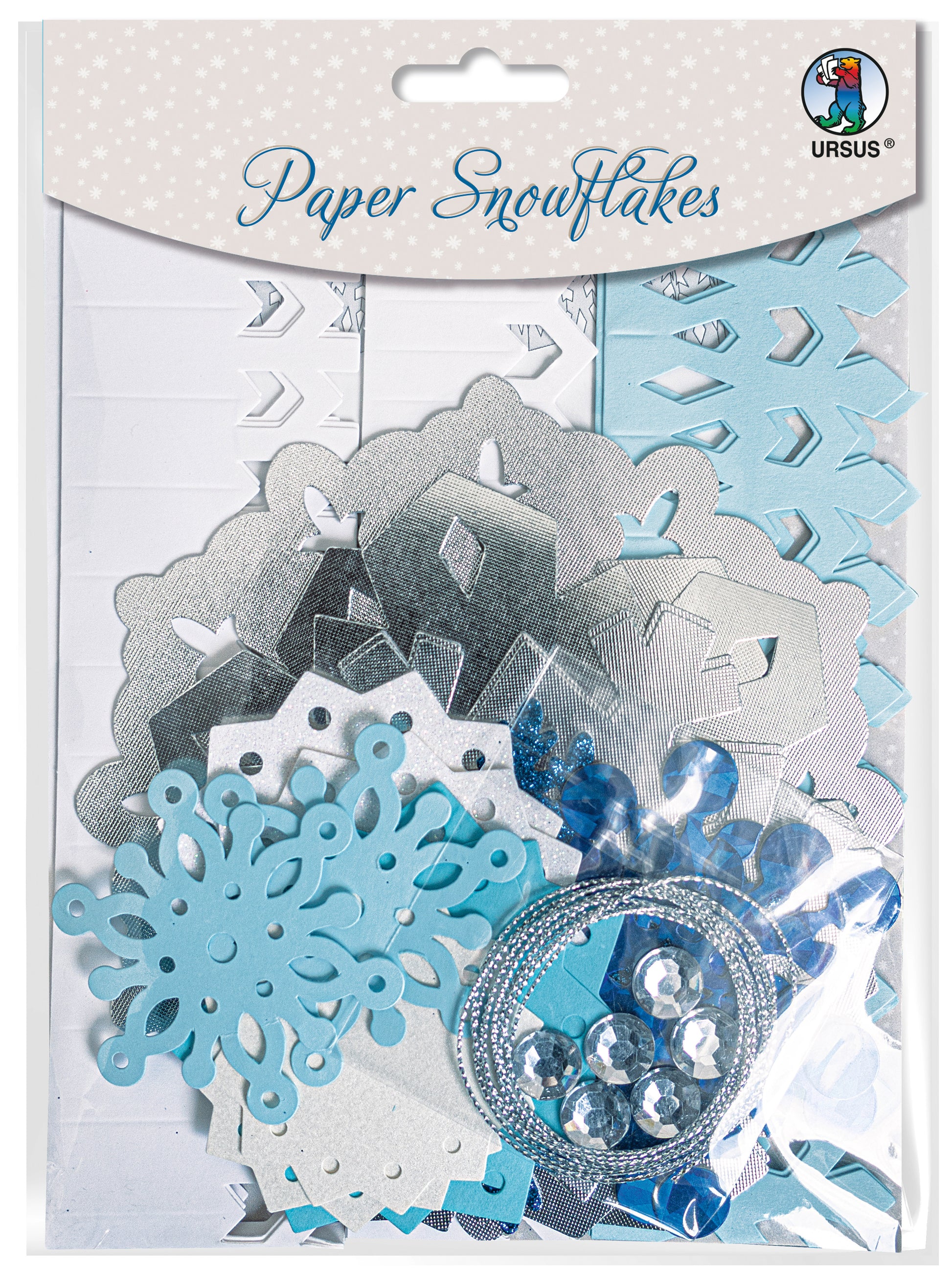 URSUS Papier Schneeflocken 56680001 blau,weiss,silber 6 Stück