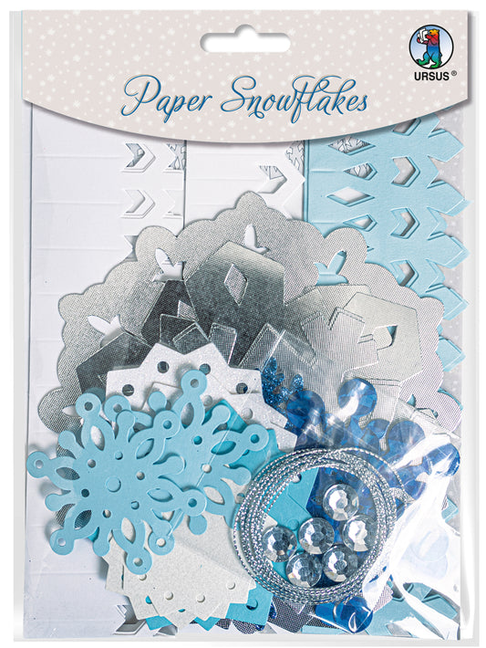 URSUS Papier Schneeflocken 56680001 blau,weiss,silber 6 Stück