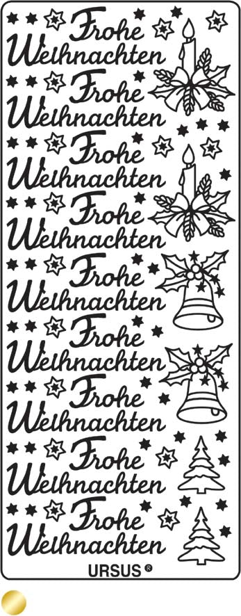 URSUS Kreativ Sticker 59100058 Frohe Weihnachten gold