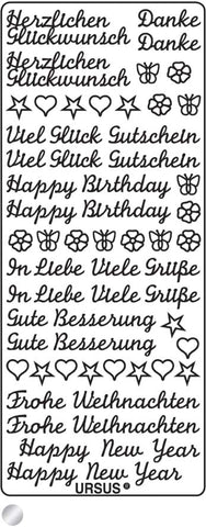 URSUS Kreativ Sticker 59110001 Div. Glückwünsche silber
