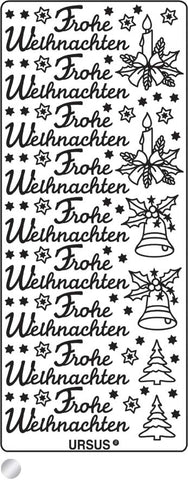 URSUS Kreativ Sticker 59110058 Frohe Weihnachten silber