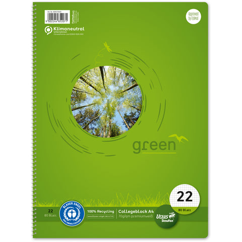 URSUS Collegeblock green A4 608570020 kariert 5mm, 70g 80 Blatt