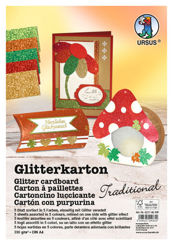 URSUS Fotokarton Traditional A4 62114699F 330g, glitzer, ass. 5 Blatt
