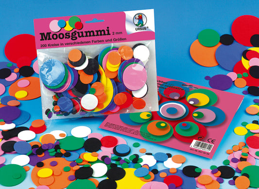 URSUS Moosgummi Kreise 2mm 8370099 assortiert 200 Stück