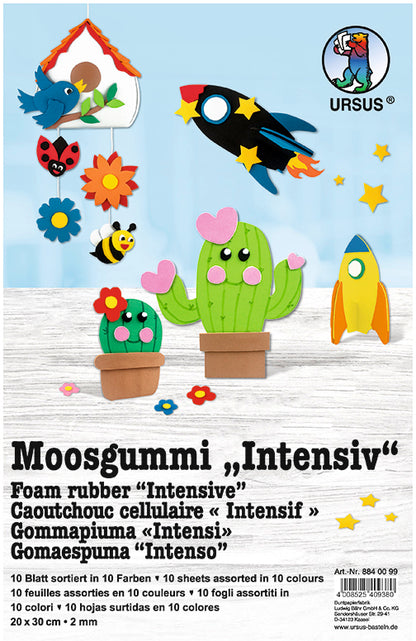 URSUS Moosgummi 20x30cm 8840099 10 Farben ass. 10 Stück