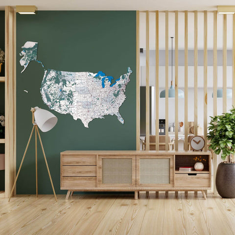 USA Wooden Map