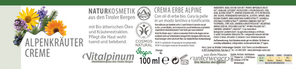 Crema de hierbas alpinas Unterweger – Cosmética natural con árnica y abeto para el cuidado de la tensión muscular y la fatiga.