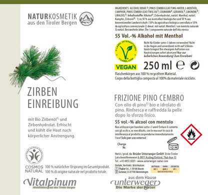 Zirben Einreibung Unterweger – Naturkosmetik bei Muskelverspannung & körperlicher Belastung