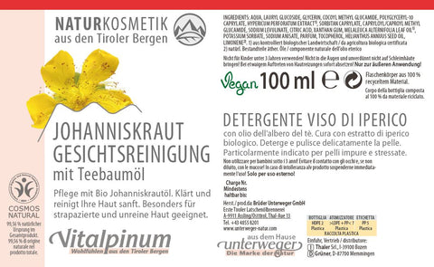 Gesichtsreinigung Unterweger – met Tea Tree olie & Sint-Janskruid