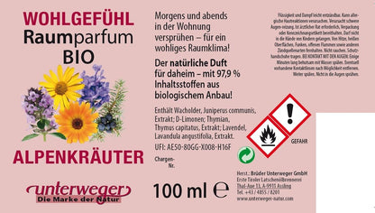 BIO Alpenkräuter Raumparfum Unterweger – Frescura Natural com óleos essenciais