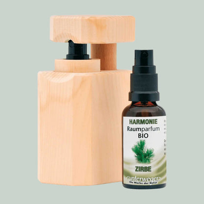 Unterweger Zirben Raumparfum – Природний аромат з органічною олією кедрового сосни в дерев'яному контейнері для натурального освіження приміщень