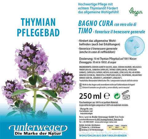 Unterweger Thymian Bad – Aromatische Badezusatz met Thymianöl