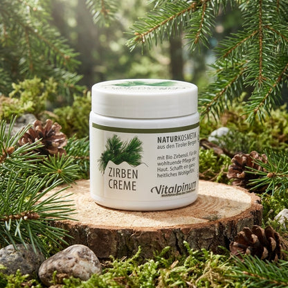 Zirben kroppskrem Unterweger – naturkosmetikk med økologisk zirbenolje for mild og pleiende hudpleie