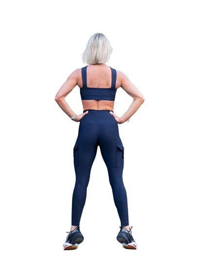 1141 - Hög Midja Marinblå Leggings - Håll Stilen & Handig! ✨💪