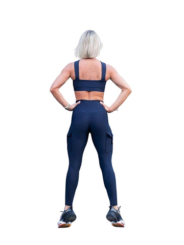 1141 - Hög Midja Marinblå Leggings - Håll Stilen & Handig! ✨💪