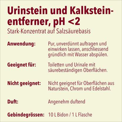 Urin- und Kalksteinentferner, rot, pH-Wert <2, Gefahrengut, 10 Liter