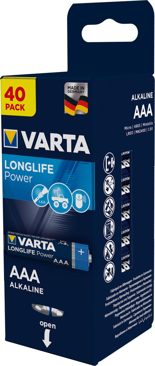 VARTA Batterie Longlife Power 4903121194 LR03/AAA 40er-Blister