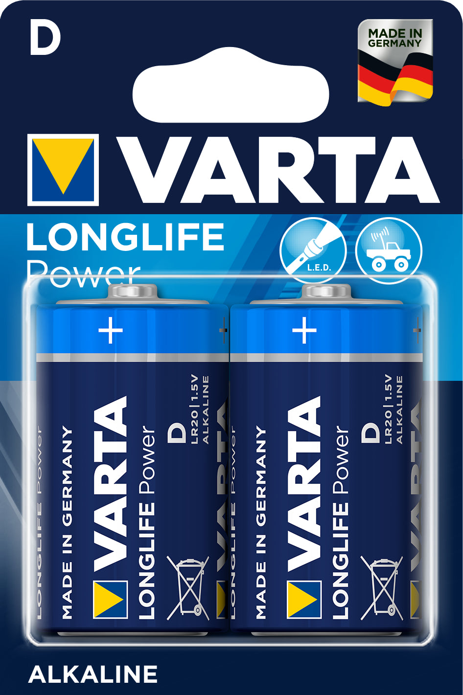 VARTA Batterie Longlife Power 4920121412 D/LR20, 2 Stück