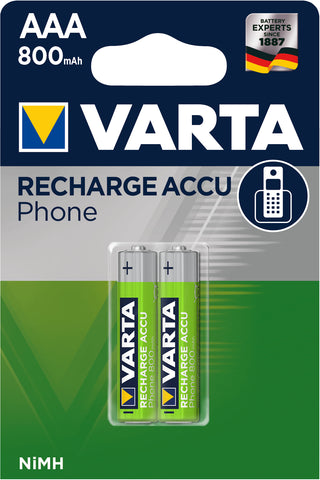 VARTA Batterie Akku Phone 58398101402 T398, AAA/HR03, 2 Stück