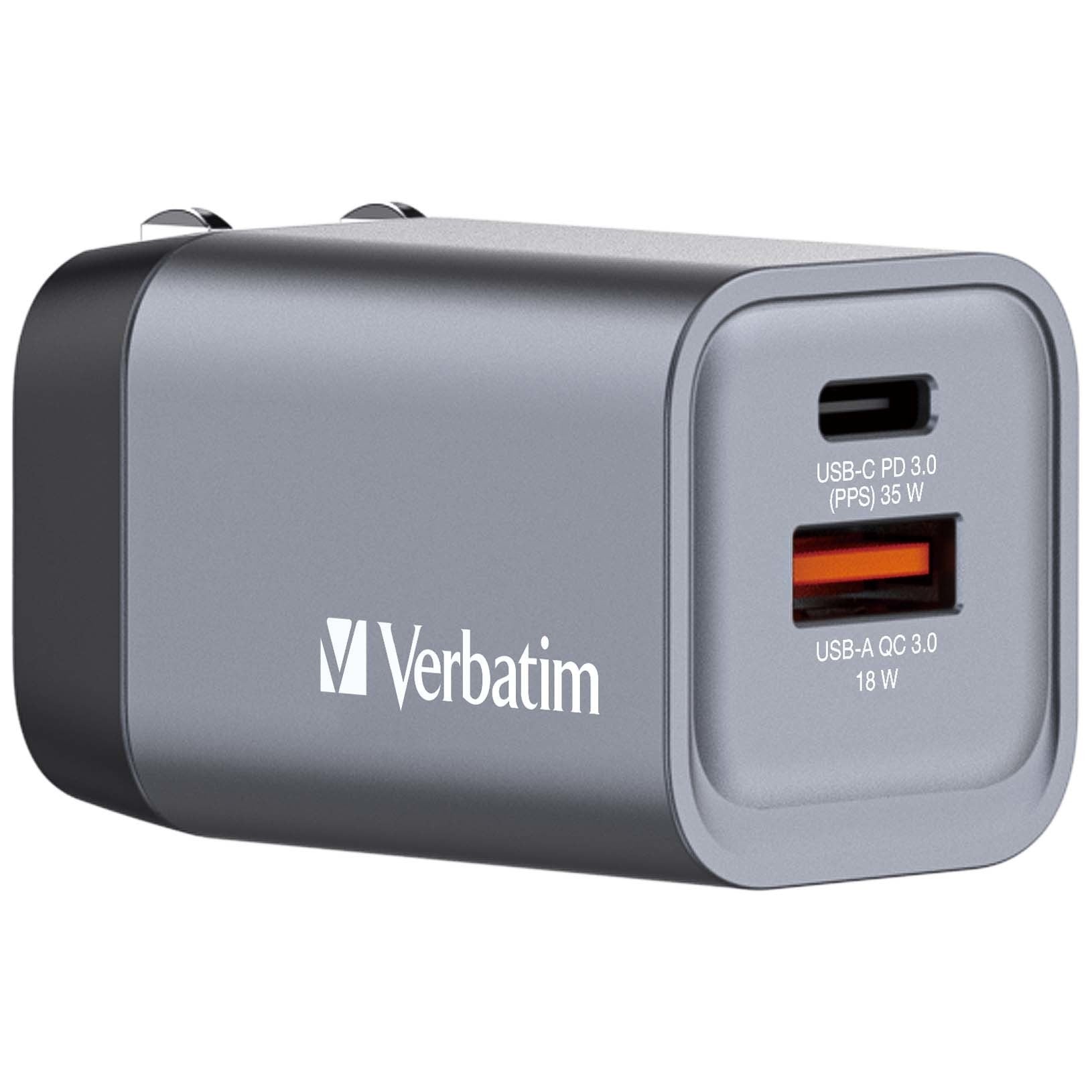 VERBATIM Charger 35W GaN grey 32200 1xUSB-C 1xUSB-A +Adapter UK/US