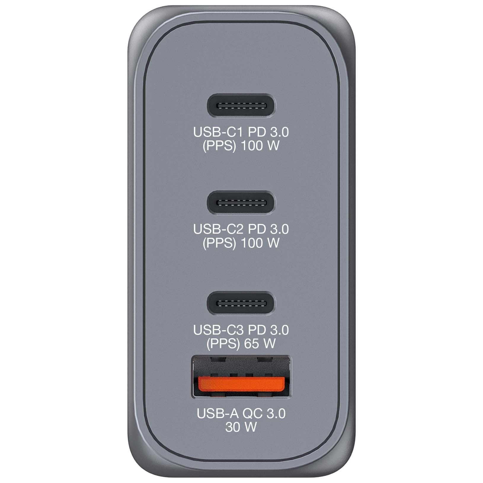 VERBATIM Charger 100W GaN grey 32202 3xUSB-C 1xUSB-A +Adapter UK/US