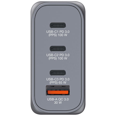 VERBATIM Charger 100W GaN grey 32202 3xUSB-C 1xUSB-A +Adapter UK/US