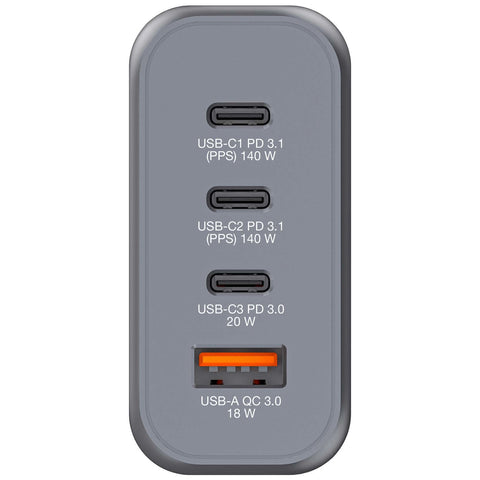 VERBATIM Charger 140W GaN grey 32203 3xUSB-C 1xUSB-A +Adapter UK/US