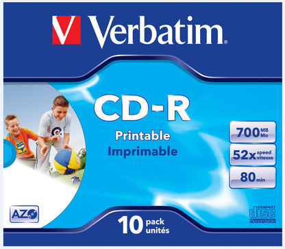 VERBATIM CD-R Jewel 80MIN/700MB 43325 52x fullprint 10 Pcs