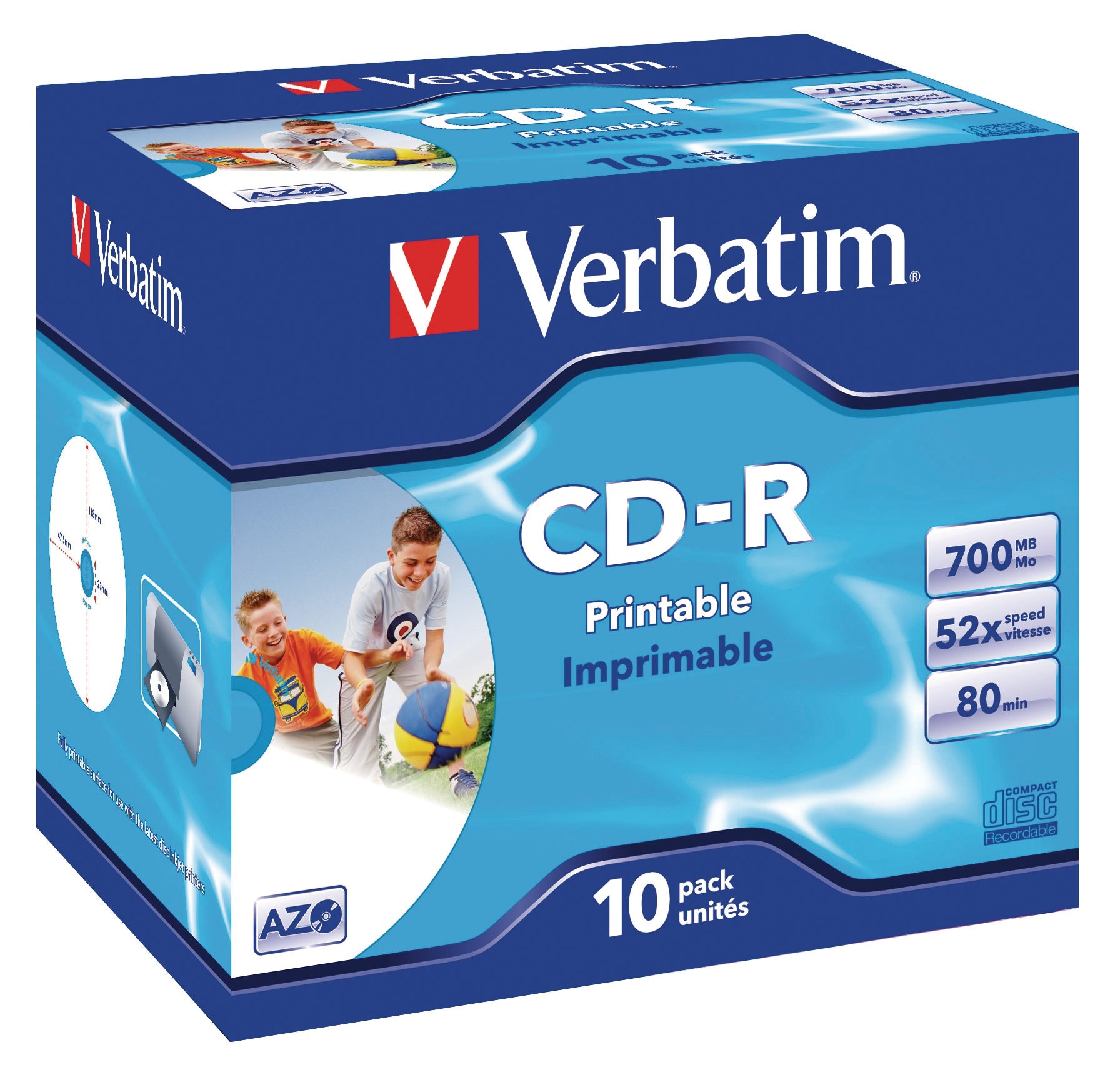 VERBATIM CD-R Jewel 80MIN/700MB 43325 52x fullprint 10 Pcs