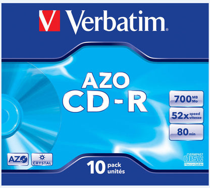 VERBATIM CD-R Jewel 80MIN/700MB 43327 52x crystal 10 Pcs